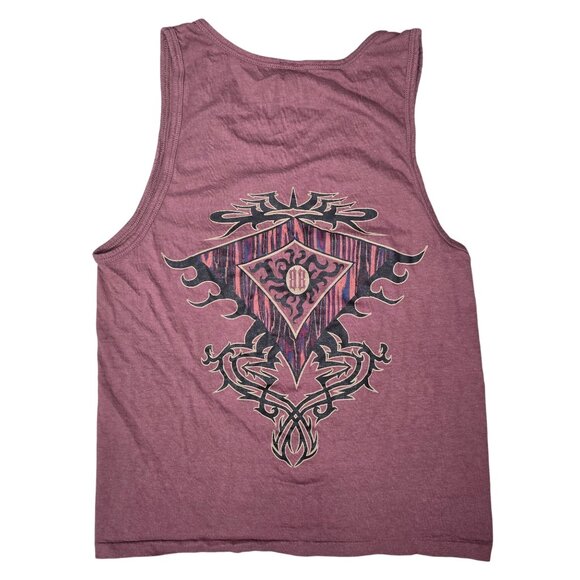 Vintage Bugle Boy Mens Medium Tank Top 100% Cotton Burgundy Aztec Graphic Muscle - Picture 1 of 5